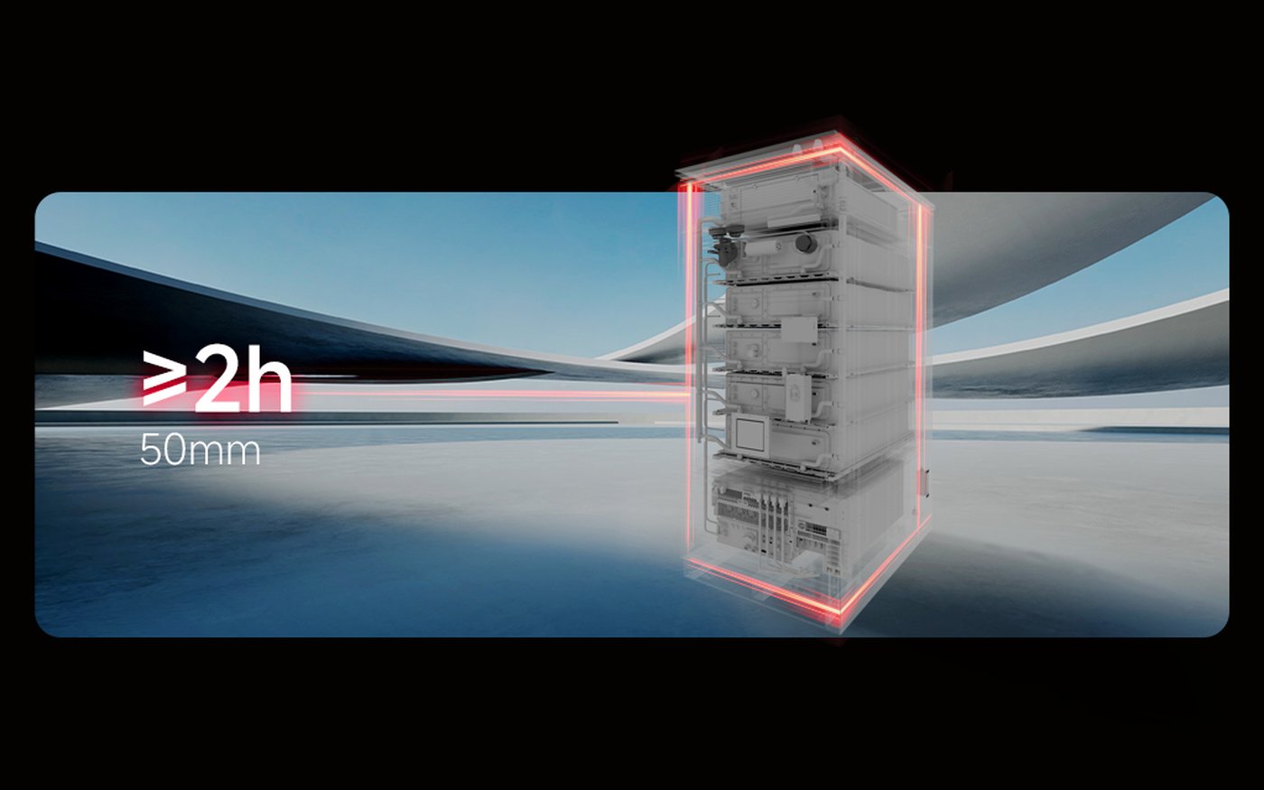 Fire protection in a HYXI Atlas cabinet — 50 mm A1-grade insulation containing fire for two hours