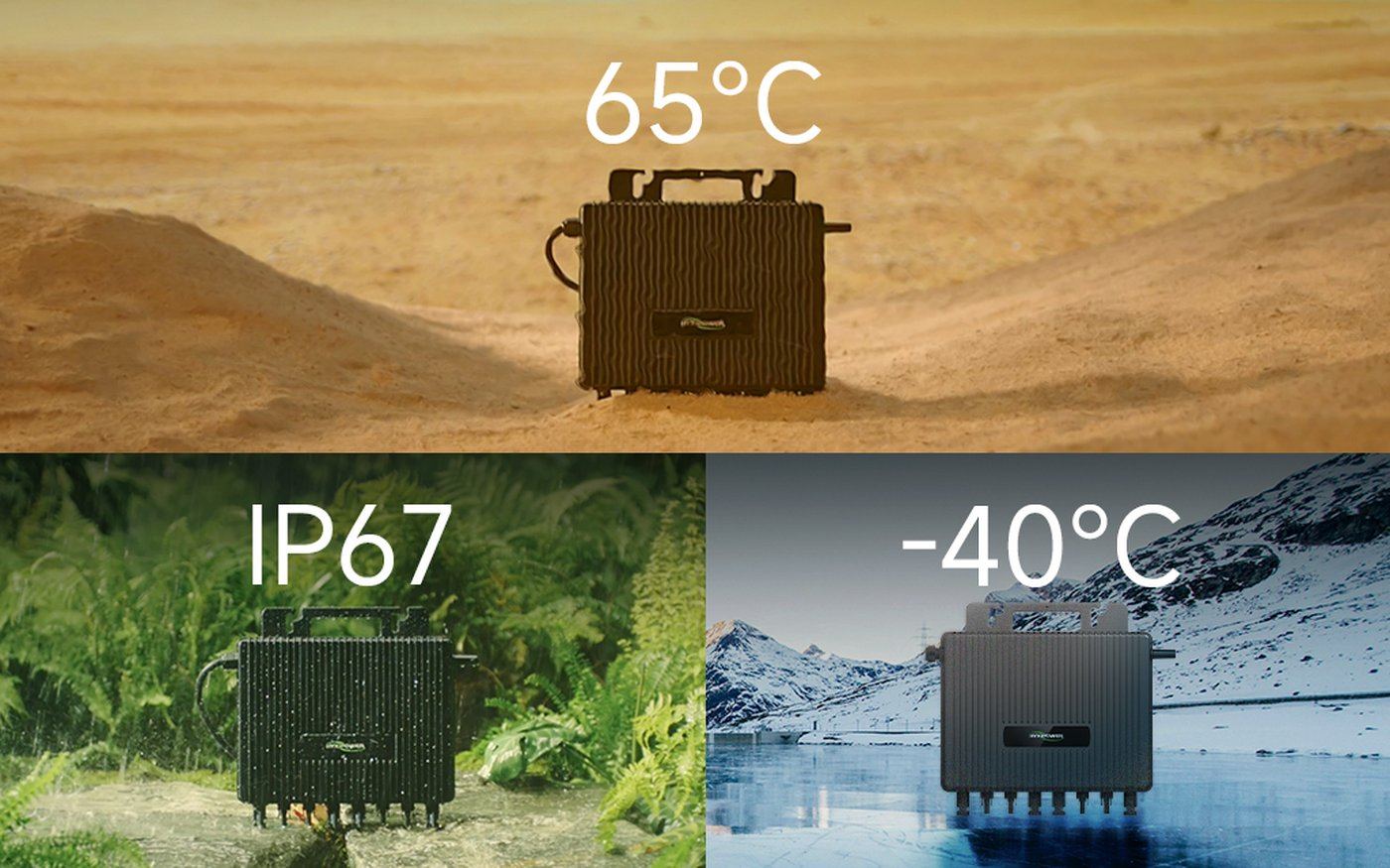 HYXI microinverter rated IP67 from −40 °C to +65 °C